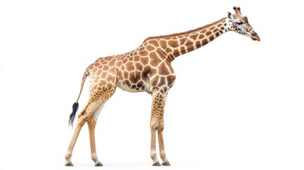 Fototapeta premium Giraffe long neck safari animal isolated on white background