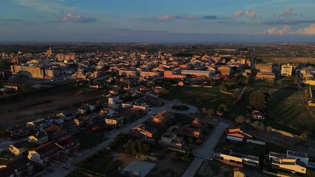 Aerial of Les Borges Blanques at Sunset 4k drone