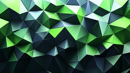 Fototapeta premium A captivating composition of deep emerald green polygons set against a matte black backdrop. Metallic edges create a striking contrast, showcasing an elegant gradient in the green.