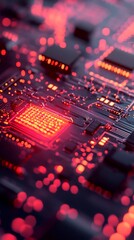Obraz premium Supercomputer circuitry texture reveals highly detailed, advanced technological framework.