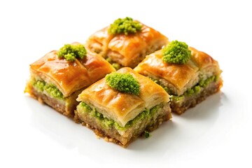 Turkish burma baklava on a white background