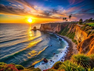 Sunset Silhouette at Pelican Cove and Point Vicente - Serene Coastal Landscape Photography