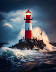 Obraz premium lighthouse on the shore of the sea