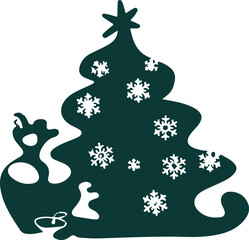 Set of minimalistic Christmas elements black ,silhouette