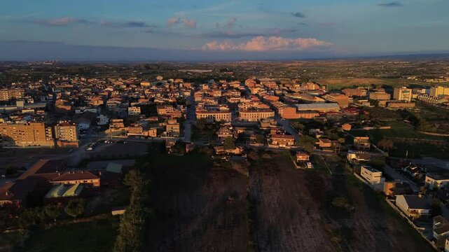 Aerial of Les Borges Blanques at Sunset 4k drone