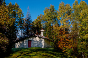 Obraz premium Rustic in the middle of the woods in autumn