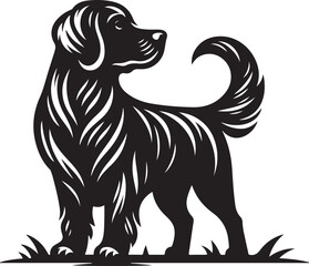 Obraz premium Black dog silhouette, Dog silhouette vector, Dog silhouette illustration, Black dog clipart, Silhouette dog graphic