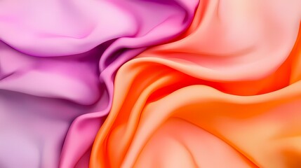 Fototapeta premium A close-up of soft, flowing fabric in shades of pink and orange.