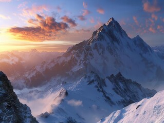 majestic 3d rendering of the everest region, showcasing snow-capped peaks, dramatic skies, and a sense of adventure, highlighting the beauty and challenge of nature's highest summit - Powered by Adobe