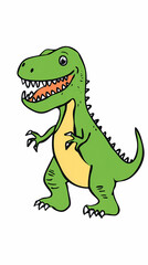 Obraz premium A simple, fun drawing of a dinosaur for kids, with a rounded body, big eyes, short legs, and a friendly smile. 
