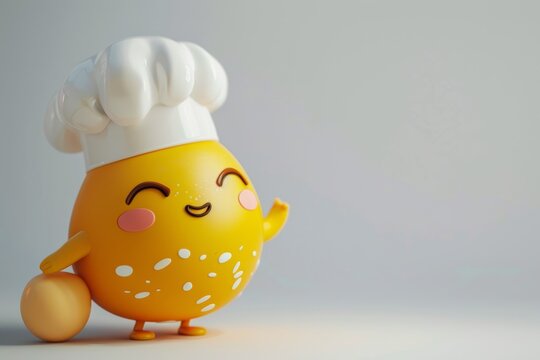Cheerful chef egg character with hat