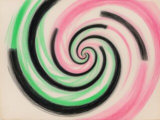 A pink, green and black spiral background