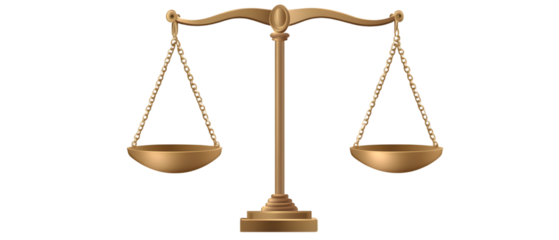 Justice scale on transparent background, PNG isolated on white background