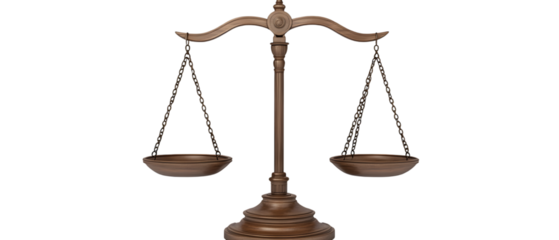 Justice scale on transparent background, PNG isolated on white background