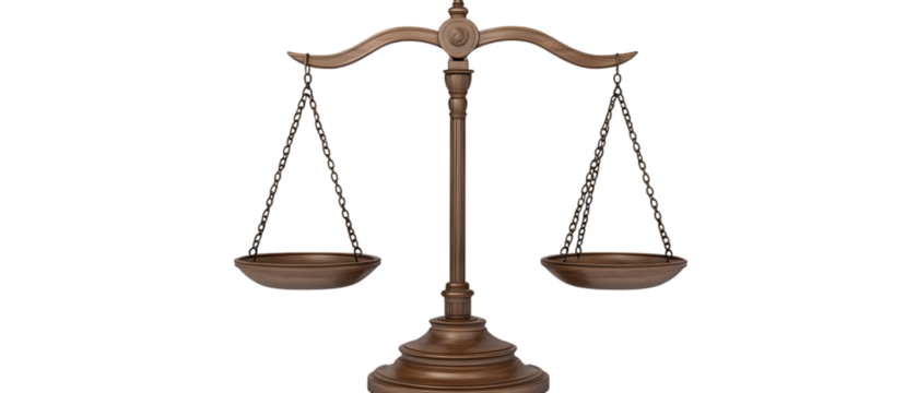 Justice scale on transparent background, PNG isolated on white background