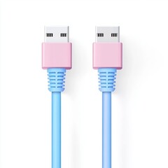 Two blue USB cables with pink connectors.