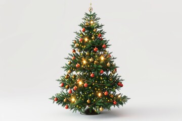 Festive christmas tree with lights and ornaments