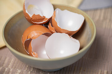 Broken egg shells ,Recycling kitchen waste, Crushed egg shells for the compost and garden