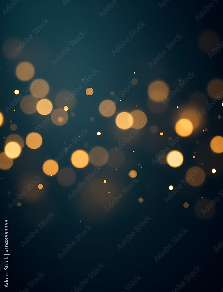 Aufkleber abstract gold bokeh lights on dark blue background with festive celebration holiday graphics and chr