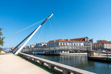 View of the Loop Bridge or circular pedestrian bridge in 2016 in Aveiro. Centro Region, Portugal.