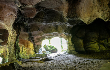 Scenic diversity of Mullerthal, Luxembourg's Little Switzerland, hiking routes, rock formations, moss-covered forests, tourist destination in Europe