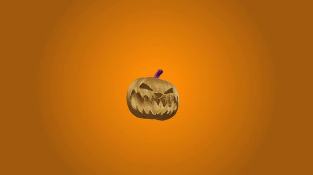 Halloween pumpkin 3d rendered loop animation on black background. 3D Illustration