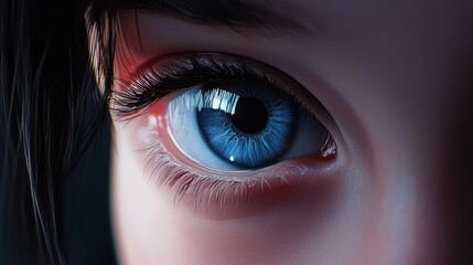 Nahaufnahme eines weiblichen Auges mit blauer Iris