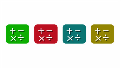 Plus, minus icon set. Calculator, math icon. Plus, minus, multiply, equal and divide sign.