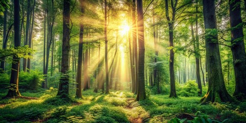Obraz premium Vintage Green Leaf Forest Background for Nature Photography and Relaxation