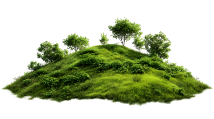 PNG landscape nature hill vegetation, isolated on white background