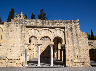 Upper basilica building in the palatine city of Medina Azahara. Cordoba, Andalusia, Spain.