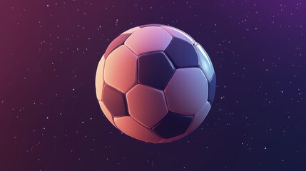 Fototapeta premium A soccer ball with a shiny finish against a starry night background.