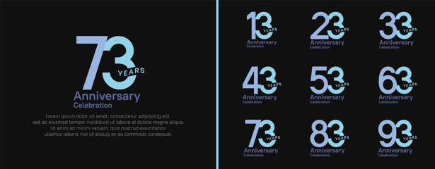 anniversary logotype set. vector design purple and blue color for celebration event