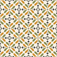 Traditional block print design. orange and green batik design pattern. ajrakh design. EPS file format.