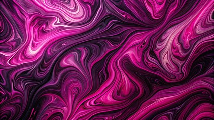 Ultra HD marble swirls with high gloss finish in magenta and soft black, alcohol ink abstract medium shot