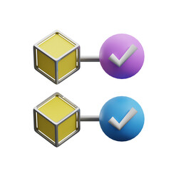 verification 3d render blockchain illustration