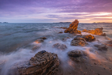 Beautiful sunset on the sea at Phuket island, Thailand.