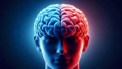Obraz premium Brain Hemisphere Visualization with Gradient Colors 