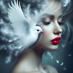 A surreal and enchanting image of a woman's profile