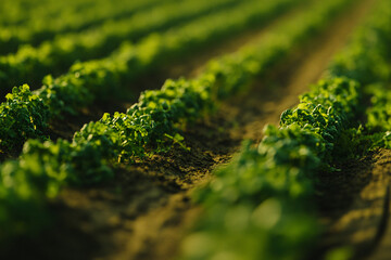 Rows of Lush Green Plants in a Field