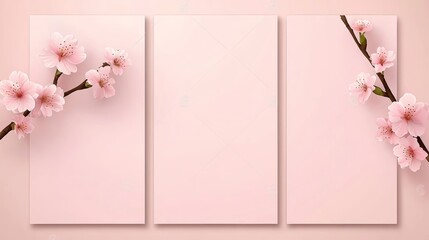 Elegant Cherry Blossom on Soft Pink Background