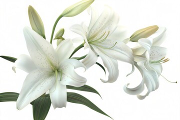 Fototapeta premium Stylized Illustration of Blooming Lilies in Monochrome Tones Perfect for Elegant Decor, Invitations, and Nature-Themed Designs