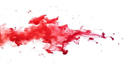 Abstract Red Ink Swirl in Water with Splashes