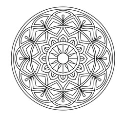 Black and White Outline Coloring Page to Color of Mandala. Mandala Has a Circular Pattern Circle - Simple and Easy Mandalas for Adult.