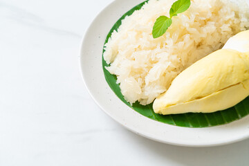 Durian sticky rice on plate