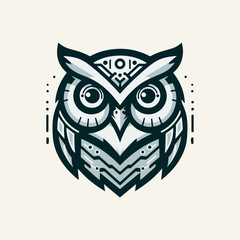 Tech Owl mascot logo. Abstract owl with technology and modern concept, white background