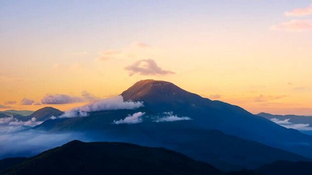 majesty background misty mountain exquisite painting set sunrise backdrop An fluffy clouds illuminated AI range capturing cloud foreground majestic artwork landscape nature scenery art magnificent sk