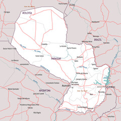 Simple outline map of Paraguay coloring page