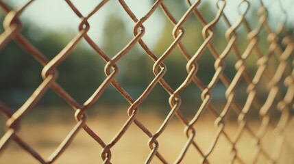Fototapeta premium Intricate metal wire fence pattern in the outdoors