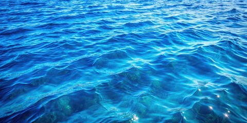 Fototapeta premium A vibrant blue ocean surface with gentle waves and shimmering sunlight reflecting off the water